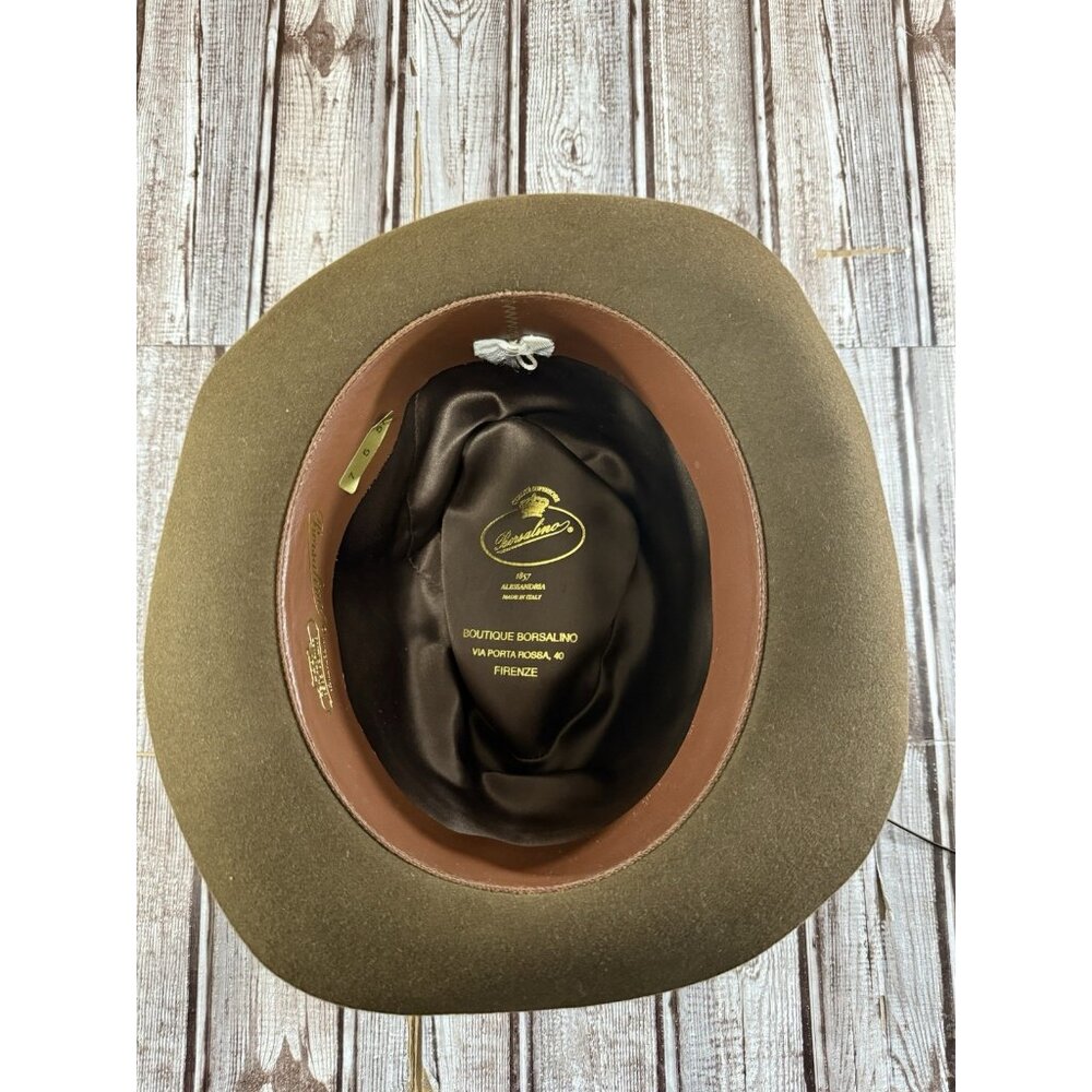 Borsalino Alessandria Boutique Brown Felt Fedora Hat Sz 57 US 7 1/8 VGT 1997 - Picture 3 of 8